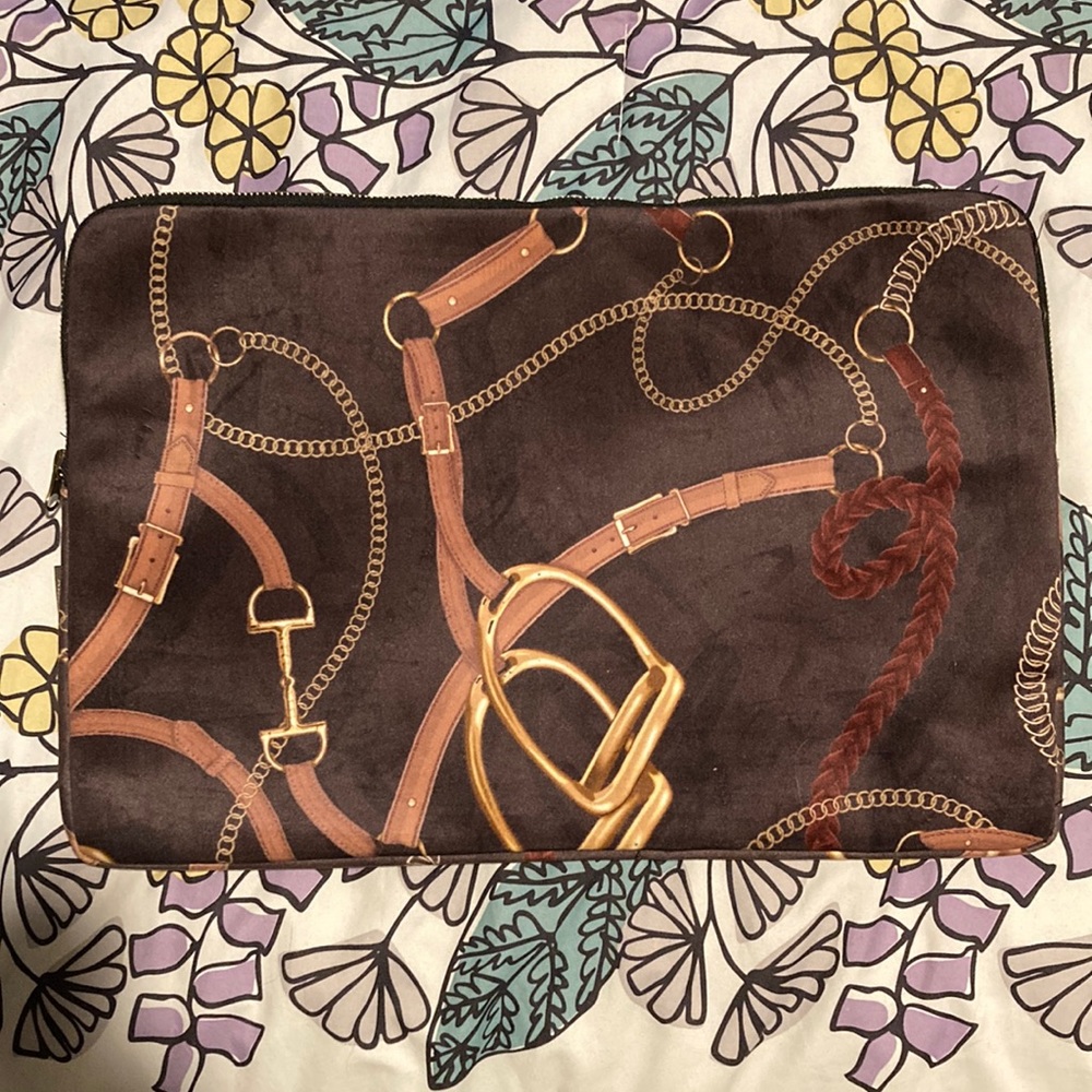 Adamsbro Equestrian Suede Bits and Stirrups Laptop Case